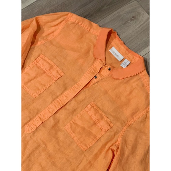 Women's Chico's Pullover with snaps, Orange, sz 2, #392-O - Picture 2 of 3